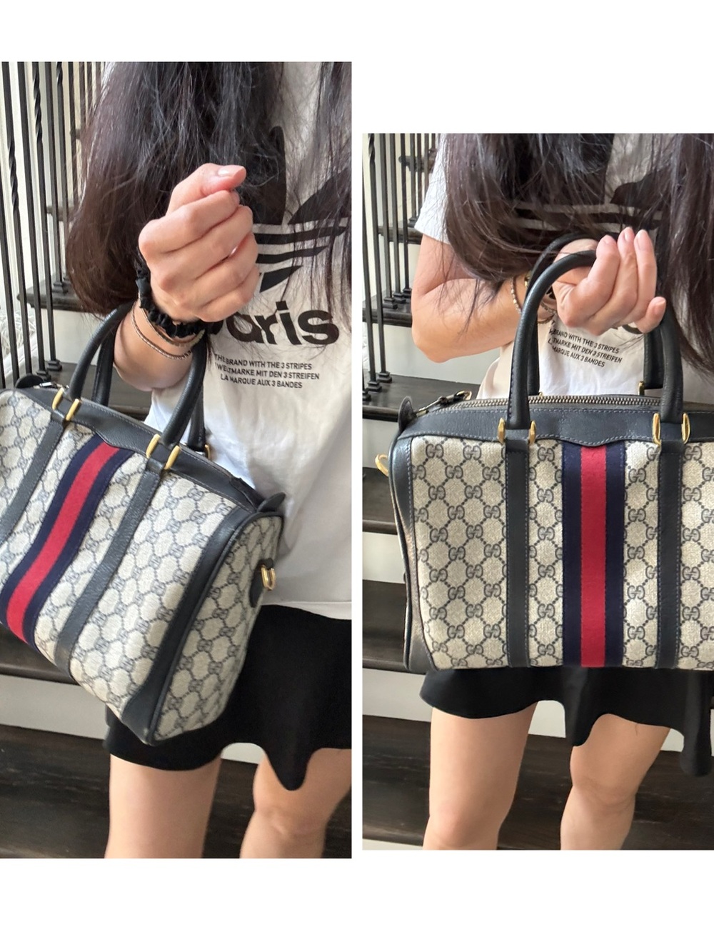 GUCCI GG Navy Monogram Boston Bag - Picture 12 of 15